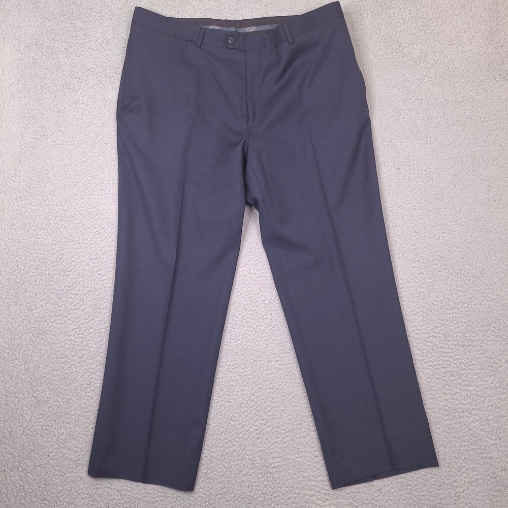 Pronto Uomo Platinum‎ Pants Mens 40x29 Blue Wool Slacks Trousers Career Dress